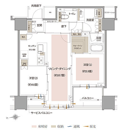 Brillia Tower 北浜 間取り G1【セレクトプラン3】