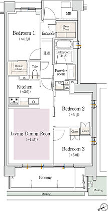 プラウド池下高見 ( 第2期 6次 ) 間取り J