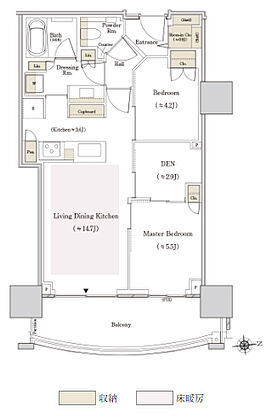 ＴＨＥ　ＴＯＹＯＭＩ　ＴＯＷＥＲ　ＭＡＲＩＮＥ＆ＳＫＹ 間取り E-61Be【MENU】