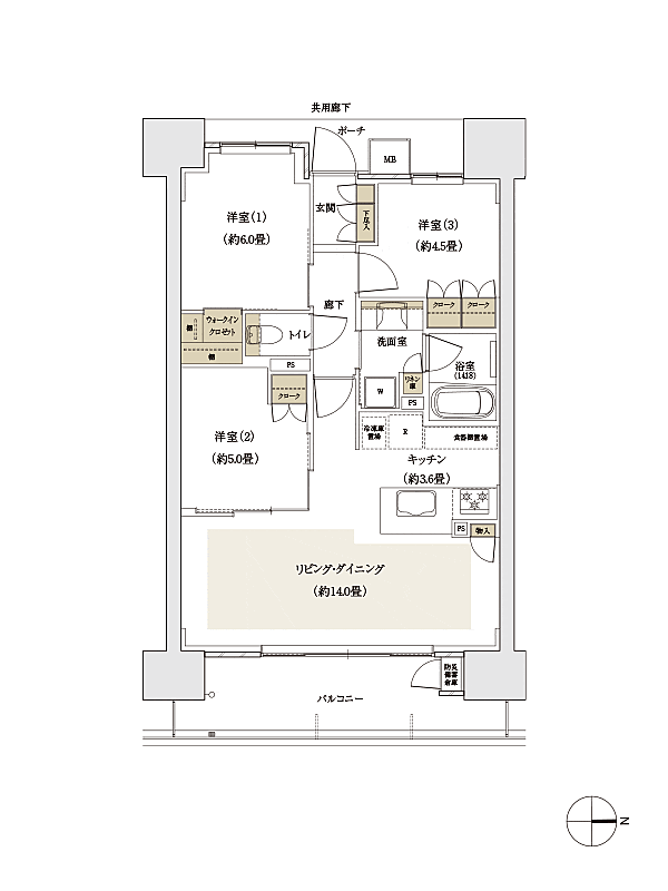パークホームズ段原 間取り B