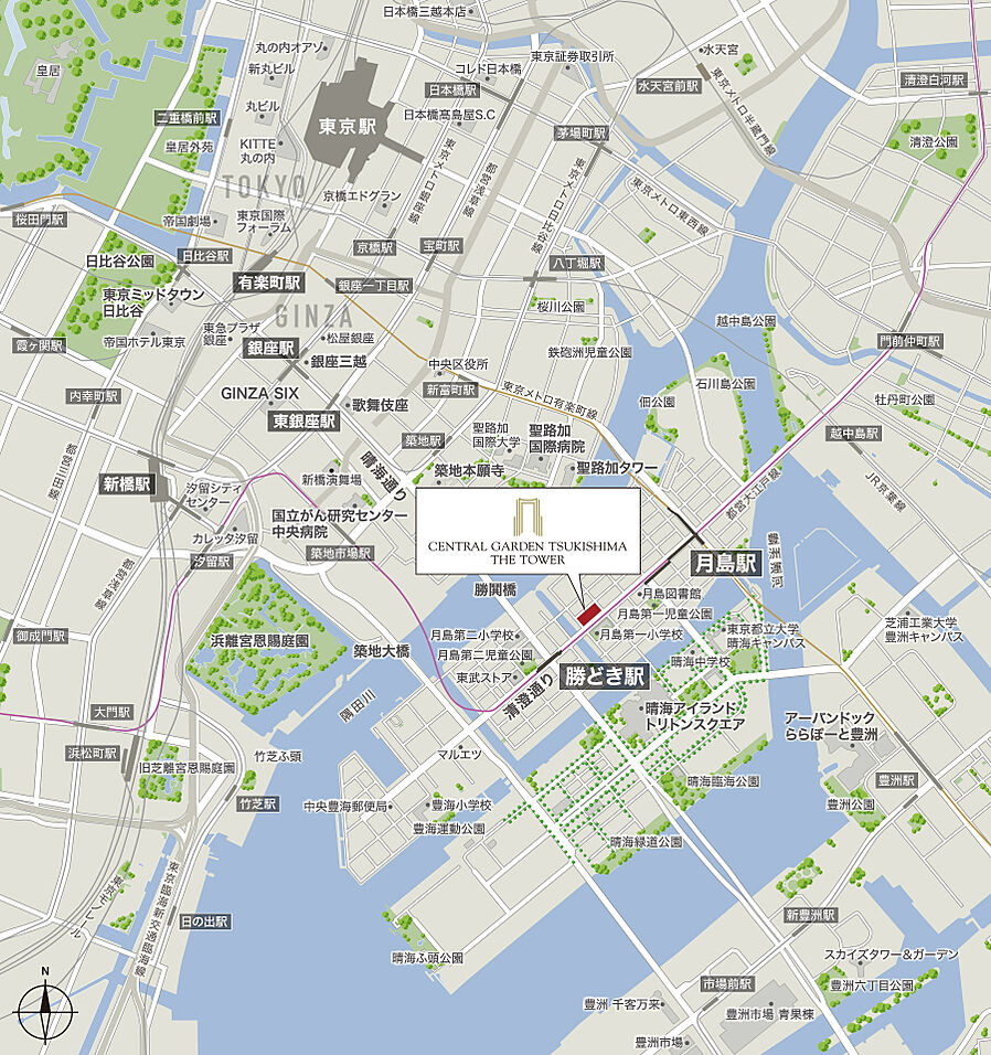 セントラルガーデン月島　ザ　タワー：案内図