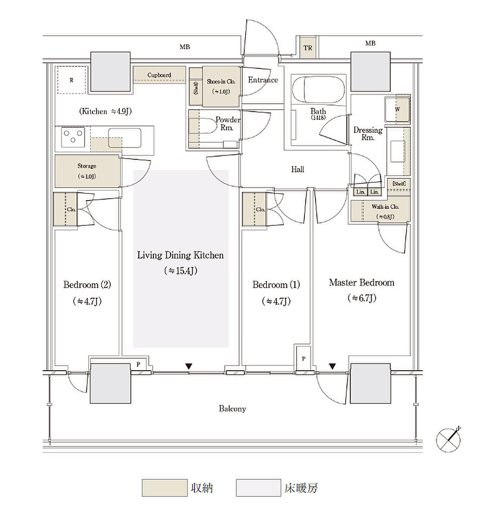 セントラルガーデン月島　ザ　タワー 間取り 73Dse