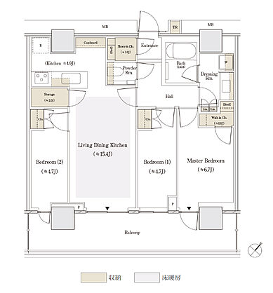 セントラルガーデン月島　ザ　タワー 間取り 73Dse