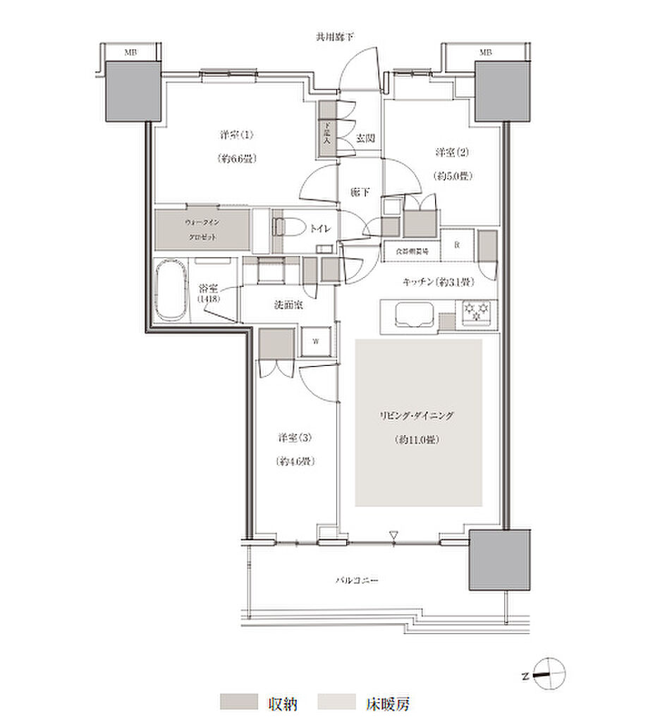幕張ベイパーク　ブルームテラスタワー 間取り W66