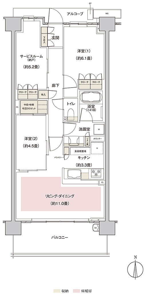パークホームズ伊丹稲野ガーデンスクエア ステーションゲート 間取り 69Ac