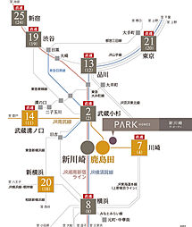 パークホームズ新川崎ザ・ガーデン アクセス図