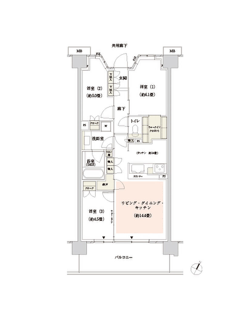 パークホームズ新川崎ザ・ガーデン 間取り 68I