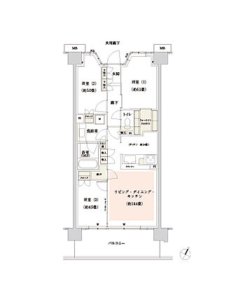 パークホームズ新川崎ザ・ガーデン 間取り 68I
