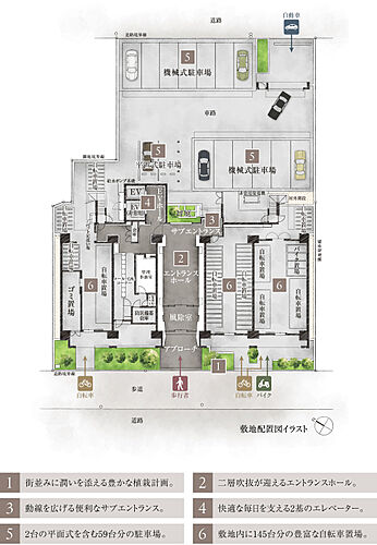 パークホームズ千田町 敷地配置図イラスト