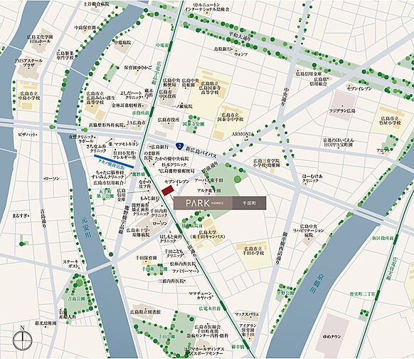 パークホームズ千田町 現地案内図