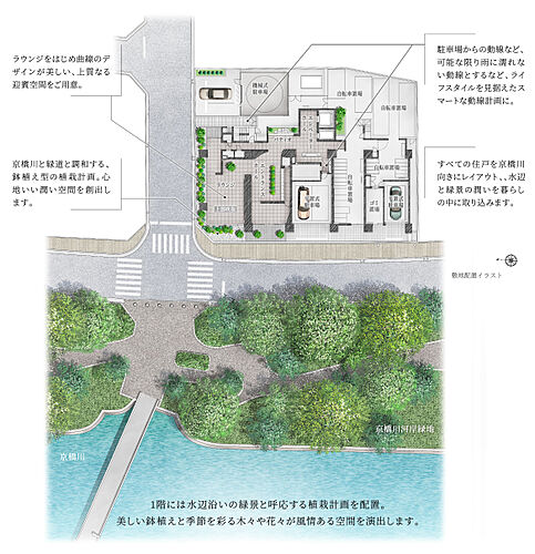 リバープレミアレジデンス広島 敷地配置イラスト