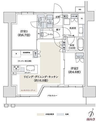 パークホームズ湘南茅ヶ崎 間取り B