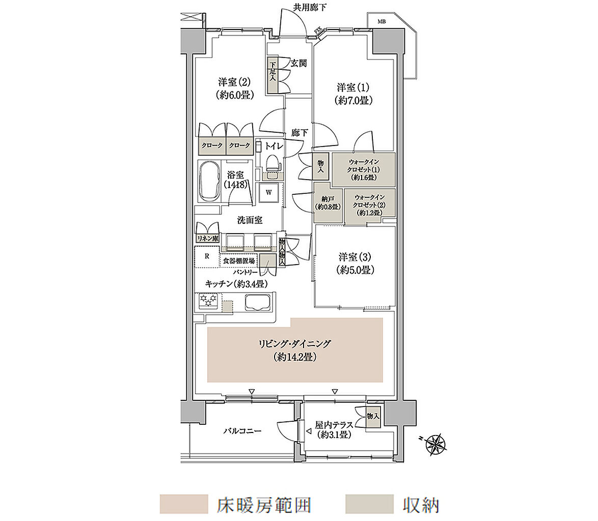 パークホームズ流山おおたかの森ソライエ 間取り A-89H