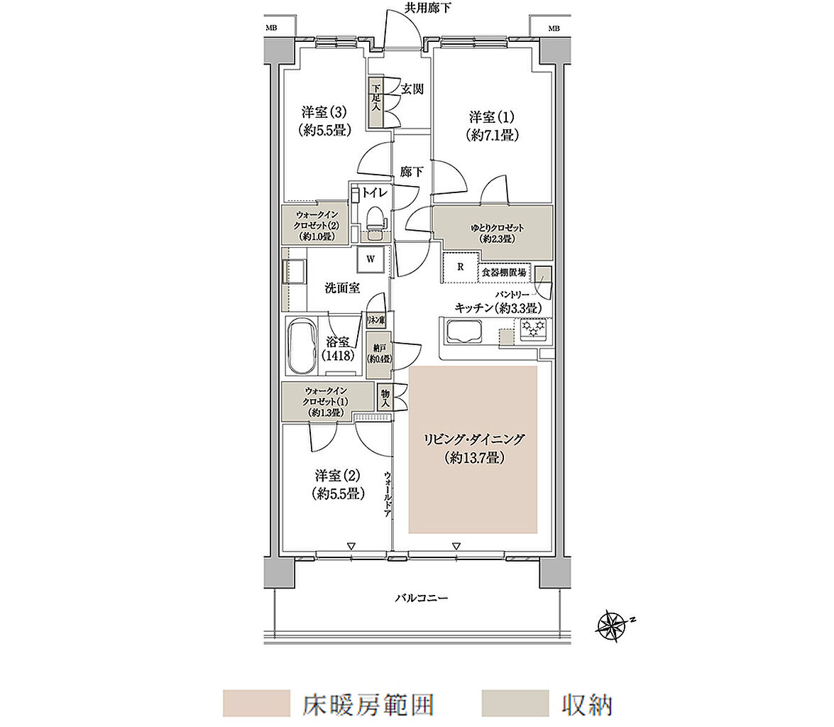 パークホームズ流山おおたかの森ソライエ 間取り B-81Cb