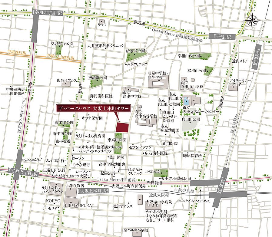 ザ・パークハウス 大阪上本町タワー：案内図