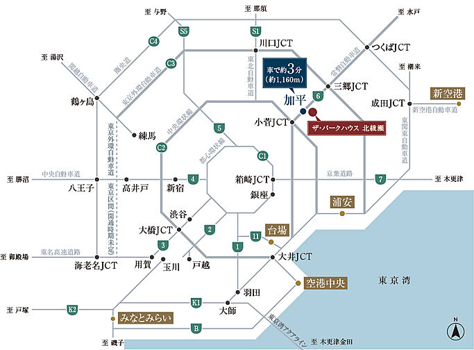 ザ・パークハウス 北綾瀬 アクセス図