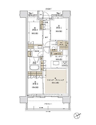 ザ・パークハウス 門前仲町 間取り 【先着順】E-68A2