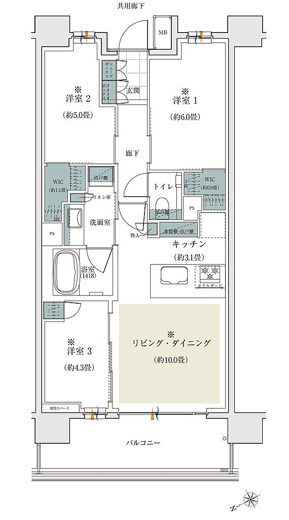 ザ・パークハウス 門前仲町 間取り 【第3期1次】W65A2