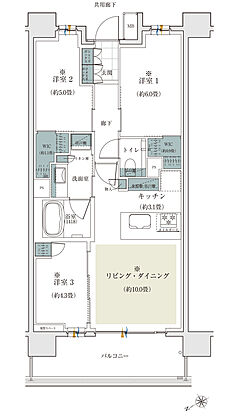ザ・パークハウス 門前仲町 間取り 【第3期1次】W65A2