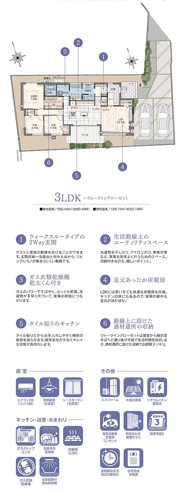 間取・外構植栽図は設計図書を基に描き起こしたもので実際とは多少異なる場合があります。 家具は価格に含まれますが、その他の家具・家電・備品・車等は価格に含まれません。