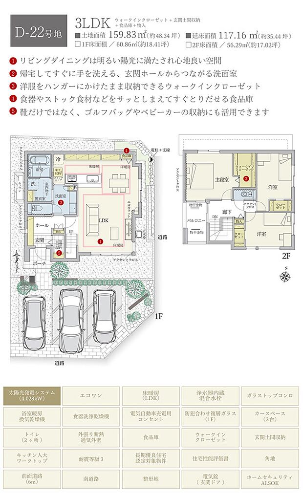 間取・外構植栽図は設計図書を基に描き起こしたもので実際とは多少異なる場合があります。 家具・家電・備品・車等は価格に含まれません。