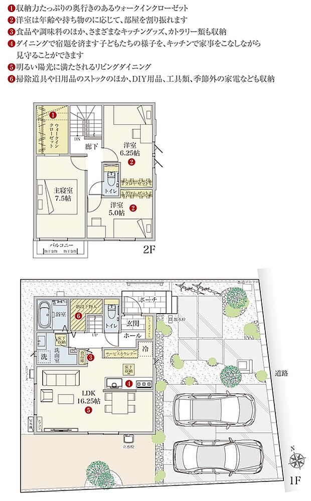 [1号地　プラン図]間取・外構植栽図は設計図書を基に描き起こしたもので実際とは多少異なる場合があります。 家具・家電・備品・車・自転車等は価格に含まれません。