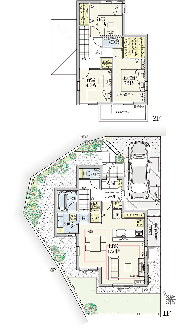 【3LDK】間取・外構植栽図は設計図書を基に描き起こしたもので実際とは多少異なる場合があります。 家具・家電・備品・車・自転車等は価格に含まれません。