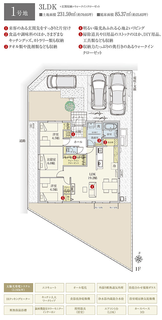 【3LDK】間取・外構植栽図は設計図書を基に描き起こしたもので実際とは多少異なる場合があります。 家具・家電・備品・車・自転車等は価格に含まれません。