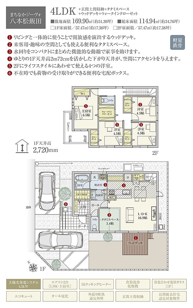 【4LDK】間取・外構植栽図は設計図書を基に描き起こしたもので実際とは多少異なる場合があります。 家具・家電・備品・車両等は価格に含まれません。