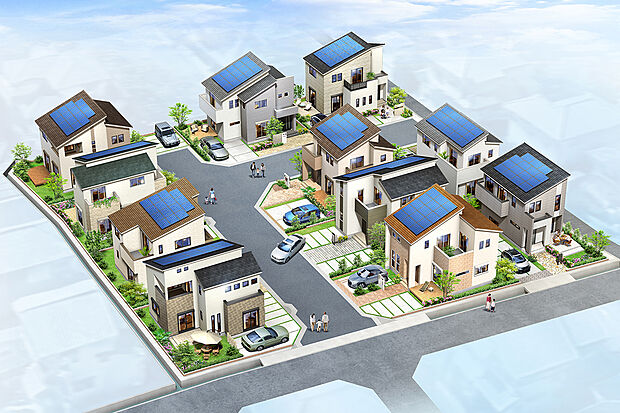 【街並みイメージ】JR「御着」駅北、総11区画の開発団地です。スーパー、コンビニ、ドラッグストアをはじめ、様々な施設が周辺にそろう、便利で落ち着きある暮らしが叶う住環境です。