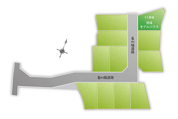 【【全体区画図】】6ｍ幅道路のゆとりある街並みです。