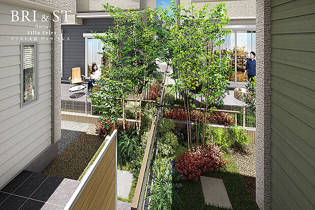 【ガーデンスペース】緑がつなぐ、住まう人々の笑顔を紡ぐます。心地よい距離感で新しいコミュニティを醸成します。