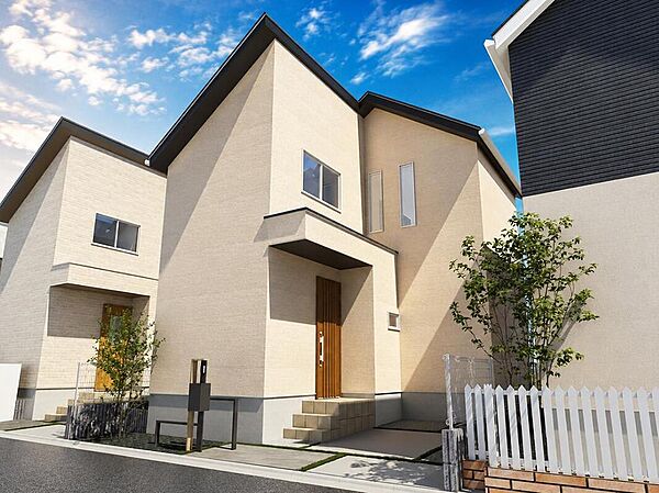 28号棟（2026年7月）撮影　やさしい色合いと洗練されたフォルムが調和する「森」の住まい。自然を身近に感じながら、心穏やかに暮らせる世界観を表現しました。