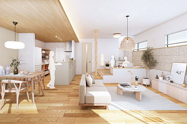 【和の風情を取り込むジャパンディスタイル】
日本の風景が持つ趣と、自然の心地よさを大切にする北欧デザインを融合。静けさと温もりを併せ持つ新たな美意識を生み出しています。※2号棟LDK完成予想図