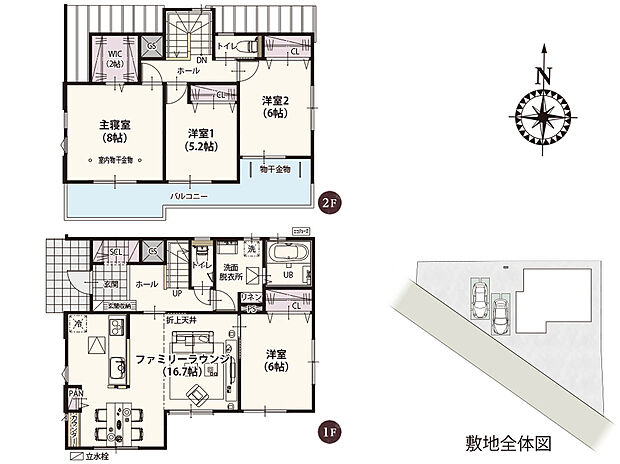 【1号棟間取り図】4LDK、土地面積239.77m2、建物面積105.99m2