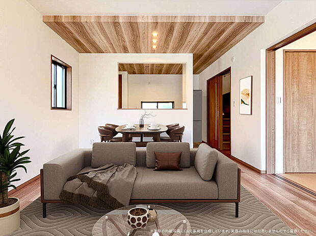 【3号棟　LDK　CG家具設置イメージ】
※画像に含まれる家具家電はCGで作成したイメージです。実際の物件には付帯しません。