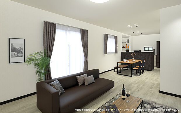 【2号棟 LDKイメージ】
※画像は設計図面を基に作成したイメージです。