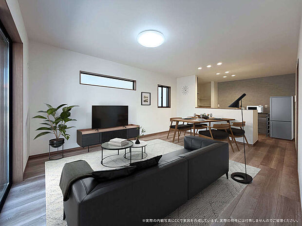 【10号棟　LDK　CG家具設置イメージ】
※画像内に含まれる家具家電はCGで設置したイメージです。実際の物件には付帯付帯しません。