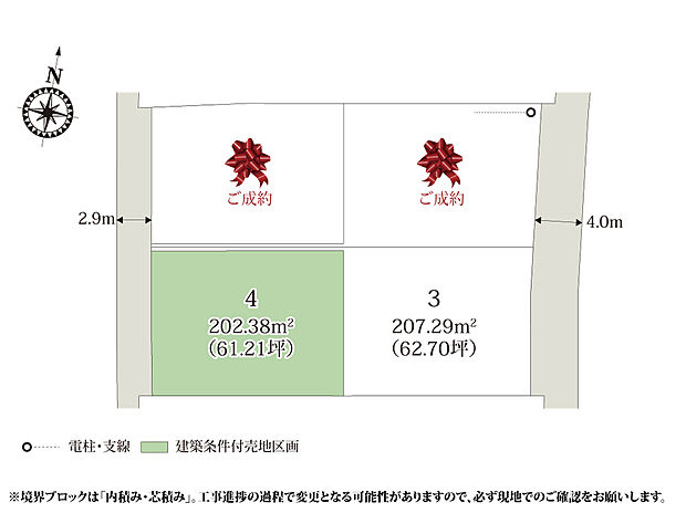 【区画図】県道23号から1本入った、田畑の残る落ち着いた住宅街です。前面道路は車の往来が少ないので、安全性が高くなっております。
