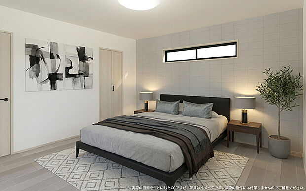 【1号棟　主寝室イメージパース】
※画像は設計図面を基に作成したイメージです。