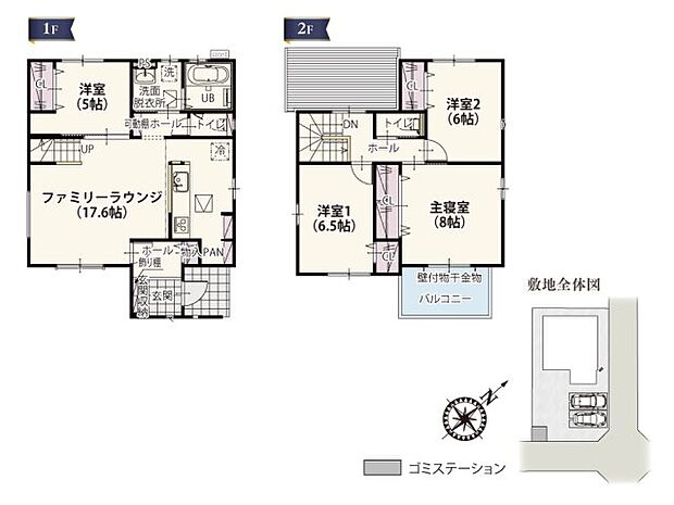 2階は全居室角部屋で明るく風通しのいい家。ボックス型の間取りは無駄がなく使い勝手のいい動線にまとめました。
