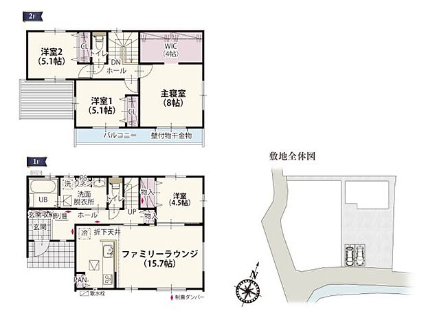 二面採光で自然換気の効率がいい家。全居室窓が2箇所ついているので一日中明るく感じられる間取りです。収納スペースもしっかり取ったお片付けラクラクプランです。