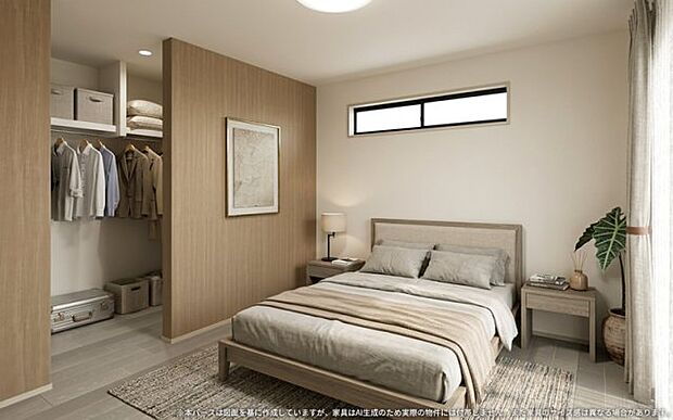 【主寝室 イメージパース】 ※画像は設計図面を基に作成したイメージです。