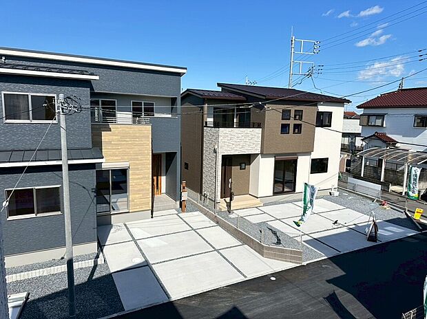 【【4号棟から見た分譲地全体】】区画がきれいに整備された統一感のある街並みです！近隣のお子様たちがお友だちになりやすく、安心感のあるコミュニティを育めますね♪