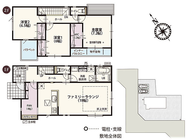 【3LDK＋WIC】シューズクロークやWICを備えた収納充実の3LDK！LDKは10帖とコンパクトながら、インナーテラスがあり、開放的な空間で趣味やガーデニングを楽しめますね♪