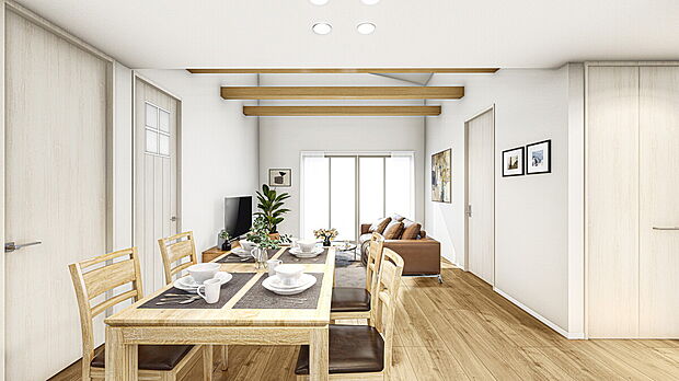 【【HAPPY METER 平屋施工例イメージパース】】2~3人家族にぴったりな、コンパクトながら快適性を追求した平屋プラン。