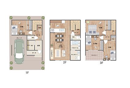 LDKは約16帖のゆとりある広さ。洋室が4部屋あり、ライフスタイルに合わせて多用途に活用できます。玄関に大容量のSICを設けています。 