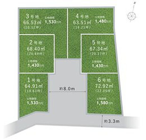 近鉄南大阪線「河内松原」駅まで徒歩14分の立地に、敷地面積約19坪~32坪超の整備された街並みが誕生!通り抜けのない前面道路に並ぶ、全6区画の分譲地です。