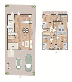 22帖超のLDK、全居室6帖以上の4LDKの住まい。ゆとりある広さでゆったりと寛げます。水回りを集約したスムーズな家事動線も魅力◎《建物面積113.4m2、建物価格2334万円》 