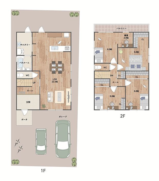 22帖超のLDK、全居室6帖以上の4LDKの住まい。ゆとりある広さでゆったりと寛げます。水回りを集約したスムーズな家事動線も魅力◎《建物面積113.4m2、建物価格2334万円》